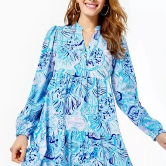 Lilly Pulitzer Dresses & Skirts - Lilly Pulitzer Blue Ocean Winona Swing Dress Size Large